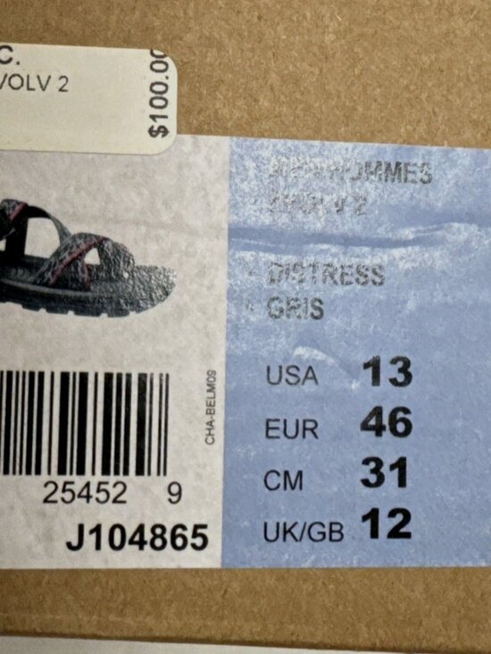 Chaco Zvolv 2 Sandals Mens 13 Distress Gris Classic Hiking Sport Shoes w/Box main image 8